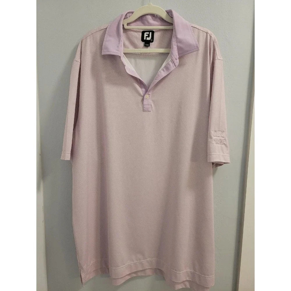 FootJoy FJ Mens Light Purple Sqaure Pattern Short Sleeve Polo Shirt Size XL